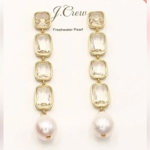 J. Crew freshwater pear and crystal drop earrings